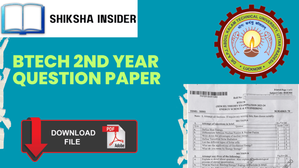 Btech 2nd Year Previous Year Question Paper Aktu 2024 Shiksha Insider