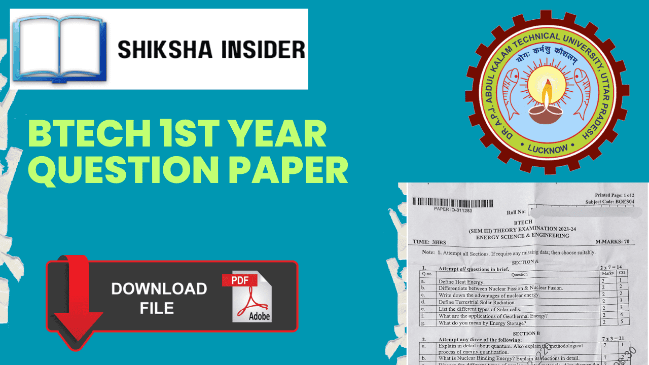 Aktu previous old question papers of btech 1st year 2024